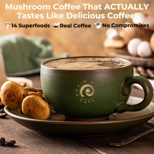Mushroom Coffee Latte - Brain Hack Cafe